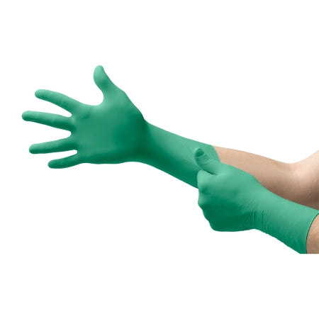 TouchNTuff 92-605 - Chemical Protection Gloves Medium Nitrile Green 12 Inch Beaded Cuffs NonSterile - Microflex Medical - 114097
