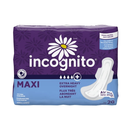 Incognito - Feminine Pad Maxi with Wings / Overnight Heavy Absorbency - First Quality - 10002143