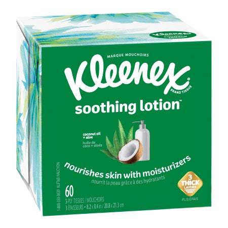 Kleenex Soothing Lotion - Facial Tissue White 8-2/5 X 8-1/2 Inch 60 Count - Kimberly Clark - 54271