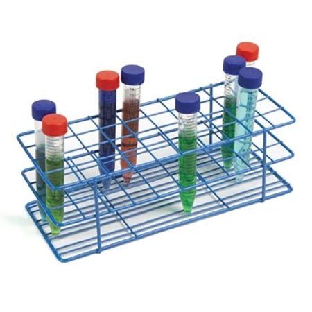 Market Lab - Wire Rack Test Tube Rack 40 Place 16 to 20 mm Tube Size Blue 3-1/8 X 3-7/8 X 9-1/2 Inch - ML107290-BL