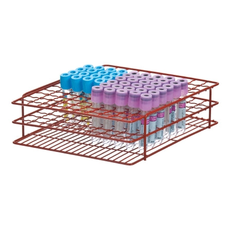 Market Lab - Wire Rack / Jumbo Test Tube Rack 120 Place 16 mm Tube Size Red 2-1/2 X 7-3/4 X 9-1/4 Inch - ML2434-RD