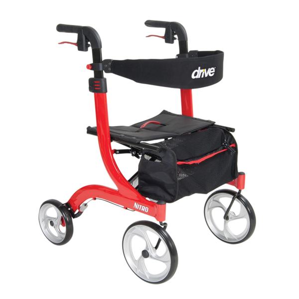 Drive Medical Designs Rollator Walker Nitro 300Lb Rd 10 Frnt/8 Bck Whl 27.75X23X33.5-38.25" Psh Btn Ea - RTL10266