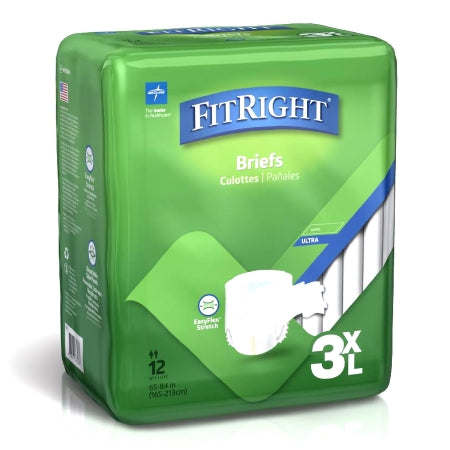 FitRight - Unisex Adult Incontinence Brief 3X-Large Disposable Heavy Absorbency - Medline - MTB084