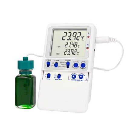 American Biotech Supply - Temperature Data Logger with Alarm Fahrenheit / Celsius -58° to +140°F (-50° to +60°C) Bottle Probe Multiple Mounting Options Battery Operated - ABS-DDL1-18