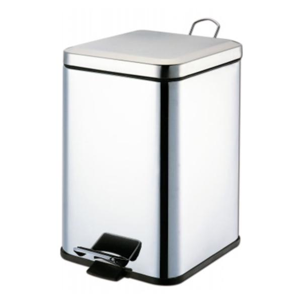 Graham-Field/Everest &Jennings Can Trash Ss 8Gal Step-On Pedal Full-Width Hinge Lid Silver Square Ea - 8360