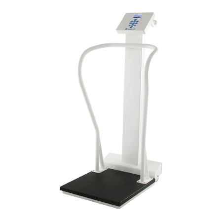Health O Meter - Floor Scale with Handrail Digital Display 1000 lb / 454 kg Capacity White Battery Operated - 3105KL-AM