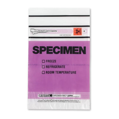 LabGuard - Specimen Transport Bag with Document Pouch 6 X 9 Inch Zip Closure Biohazard Symbol / Storage Instructions NonSterile - 7065-PL