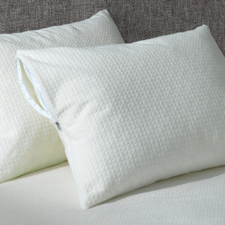 AllerEase Platinum - Pillow Protector Queen White / Gray Trim Reusable - Standard Textile - 57440800