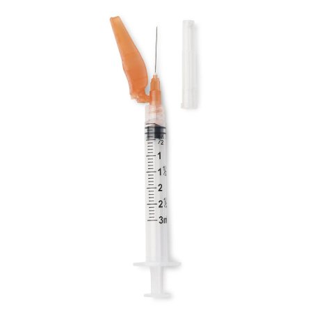 Medline - Syringe with Hypodermic Needle 3 mL 25 Gauge 1 Inch Regular Wall Hinged Safety Needle - SYRS103255