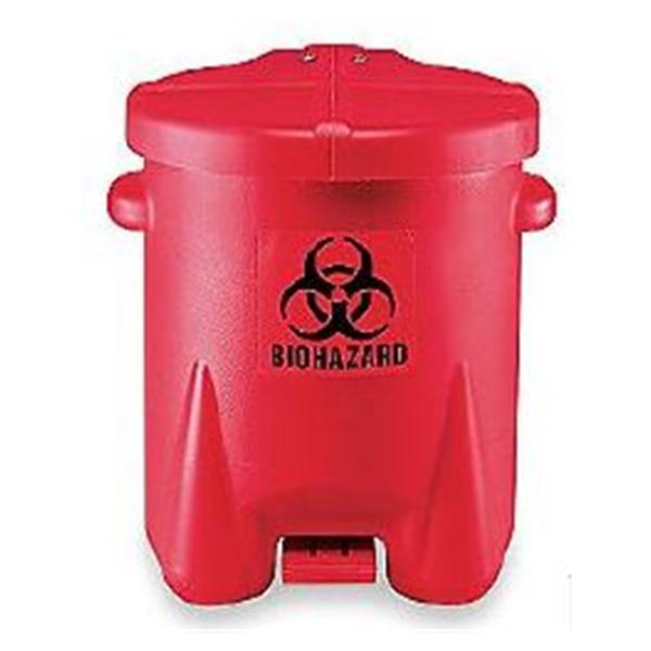 Eagle Group Container Biohazard Eagle Polyethylene 6Gal Step-On Pedal Lid Red/Black Round Ea - 4RF67