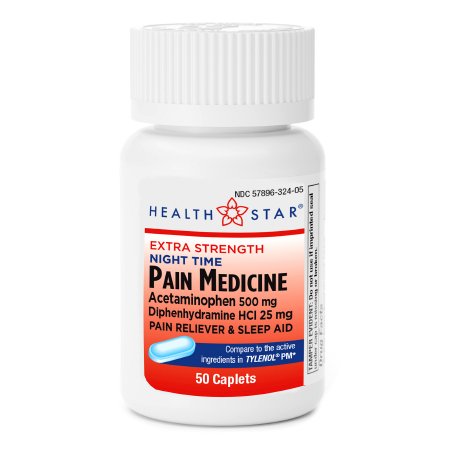 McKesson - Nightime Pain / Allergy Relief 500 mg Strength Acetaminophen / Diphenhydramine HCl Capsule 50 per Bottle - 224-05-HST