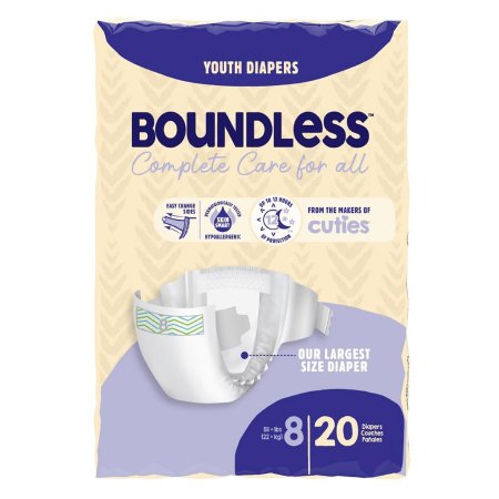 Boundless - Unisex Youth Diaper SIze 8 Disposable Heavy Absorbency - First Quality - CR8001
