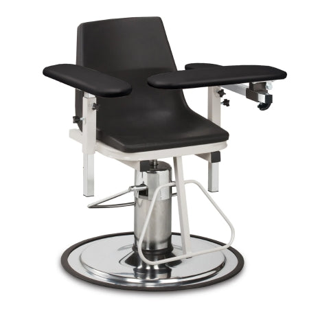 Market Lab - Hydraulic Blood Draw Chair Padded Arms Black - 15973-BK
