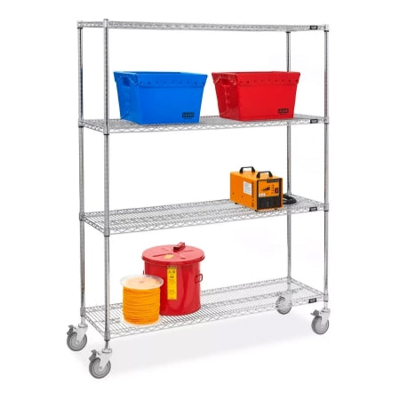 Uline - Chrome Mobile Shelving 4 Shelves Floor Standing 60 X 18 X 78 Inch Chrome - H-8276