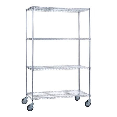 R & B Wire Products - Linen Cart 4 Shelves 1000 lb. Weight Capacity Wire 5 Inch Casters, 2 Locking - LC243672