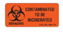 Shamrock - Preprinted Label Warning Label Florescent Red Permanent Comtaminated to be Incinerated Black Biohazard 1 X 2-1/4 Inch - Shamrock Scientific - SBH-73