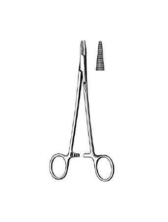 Surgi-OR - Needle Holder 5-1/4 Inch Length Blunt Serrated Tips Finger Ring Handle - Sklar - 95-834