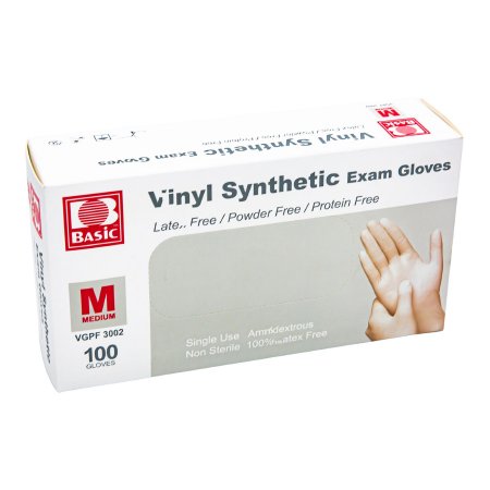 Basic - Exam Glove Medium NonSterile Vinyl Standard Cuff Length Smooth White - Concentric Health Alliance - VINPFMED