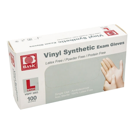 Basic - Exam Glove Large NonSterile Vinyl Standard Cuff Length Smooth White - Concentric Health Alliance - VINPFLRG