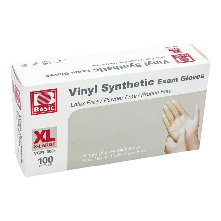 Basic - Exam Glove X-Large NonSterile Vinyl Standard Cuff Length Smooth White - VINPFXLG