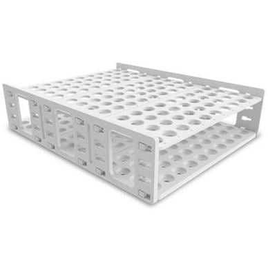Mega Racks - High Capacity Test Tube Rack 120 Place 18 to 20 mm Tube Size White 3-3/5 X 11-7/8 X 14-7/8 Inch - 120834