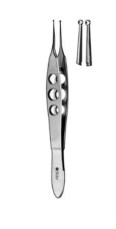 Sklar - Conjunctiva Forceps Fechtner OR Grade Stainless Steel NonSterile NonLocking Fenestrated Thumb Handle Straight Delicate Ring Tips - 66-4020
