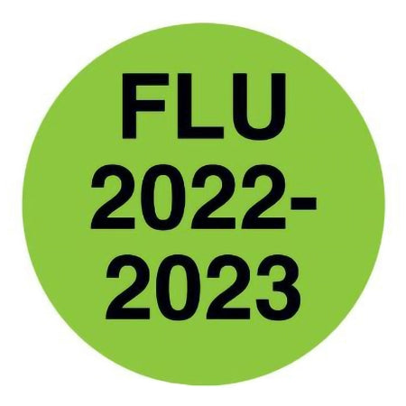 UAL - Preprinted Label Advisory Label Green Fluorescent paper Flu 2022-2023 Black 1/2 Diameter - ULFLU2223