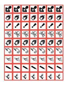 Shamrock - Pre-Printed Label Warning Label Black / Red / white Kimdura Symbols (GHS Compliance) Biohard / Chemical Symbols 1 X 1 Inch - Shamrock Scientific - GHS-PIC-1