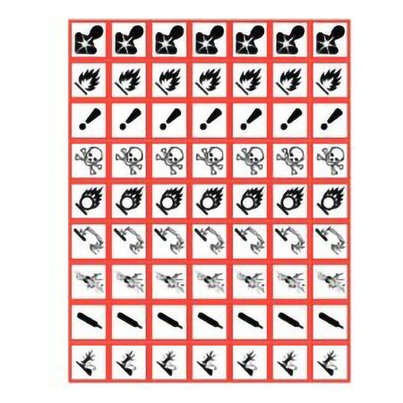 Shamrock - Pre-Printed Label Warning Label Black / Red / white Kimdura Symbols (GHS Compliance) Biohard / Chemical Symbols 1 X 1 Inch - GHS-PIC-1