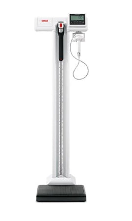 Seca - Column Scale with Height Rod 500 lbs. / 250 kg Capacity White Battery Operated - 7971721004