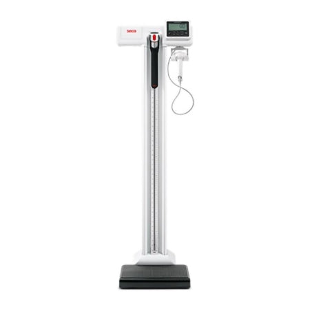 Seca - Column Scale with Height Rod 500 lbs. / 250 kg Capacity White Battery Operated - 7971721004