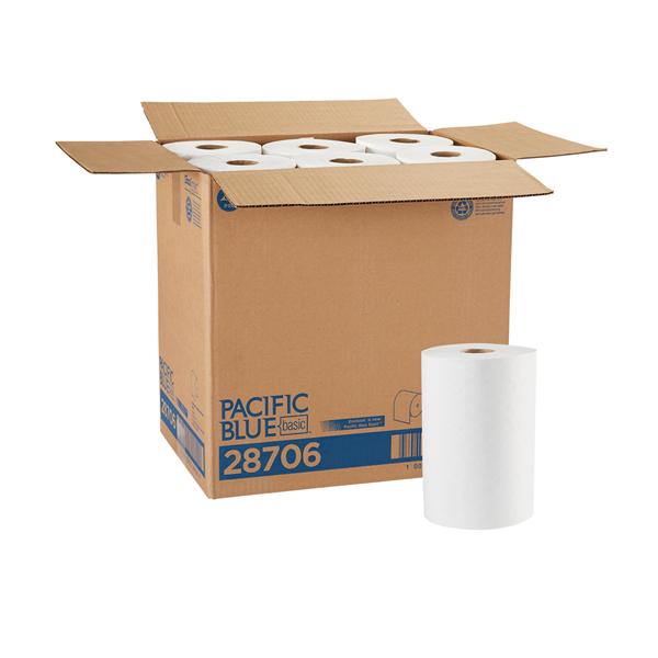 Georgia Pacific Towel Roll Hard Pacific Blue Basic 40% Recycled Fiber 7.87X350 White 12Rl/Ca - 28706