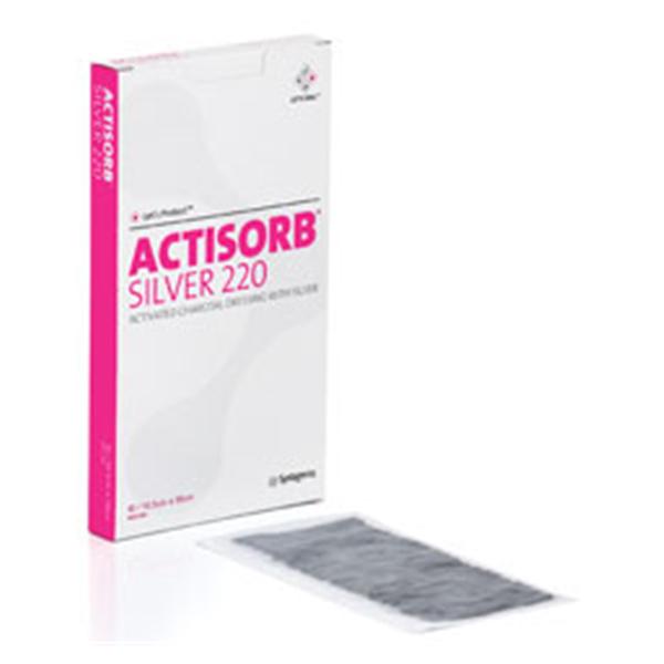 Systagenix Wound Management Dressing Wound Actisorb Ag 220 Activated Charcoal 4-1/8X7-1/2" 50/Bx - 190220
