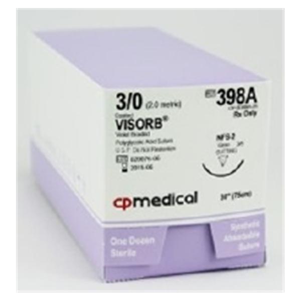 C.P. Medical Suture 3-0 Polyglycolic Acid Nfs-2 Visorb Violet 30" Braid 12/Bx - 398A