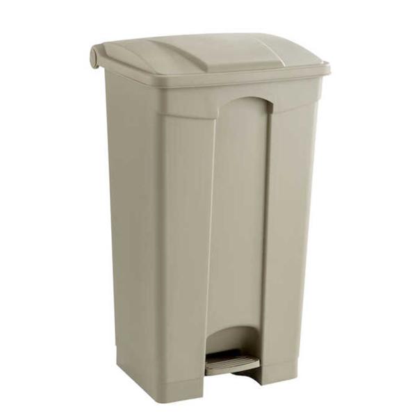 Safco Products Can Trash Plastic 23Gal Step-On Pedal Flat Lid Tan Rectangle Ea - 9923TN