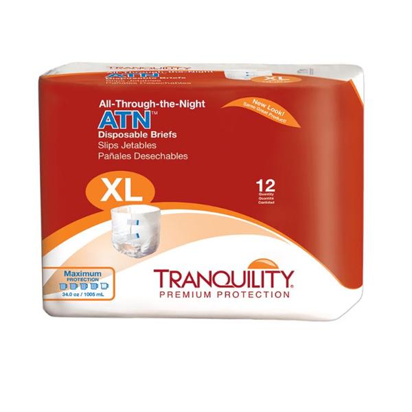 Principle Business Ent. Brief Tranquility Atn Adult Unisex Xl 56-64" Maximum Odor Reduction White 72/Ca - 2187