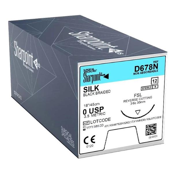 Look/Div Surgical Specialties Suture 0 Silk Ds-30 Black 18" Braid 12/Bx - D678N