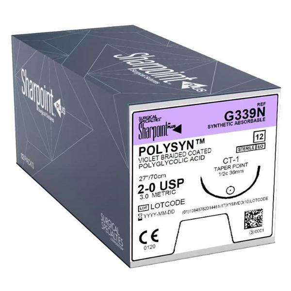 Look/Div Surgical Specialties Suture 2-0 Polyglycolic Acid T8 Polysyn Violet 27" Braid 12/Bx - G339N