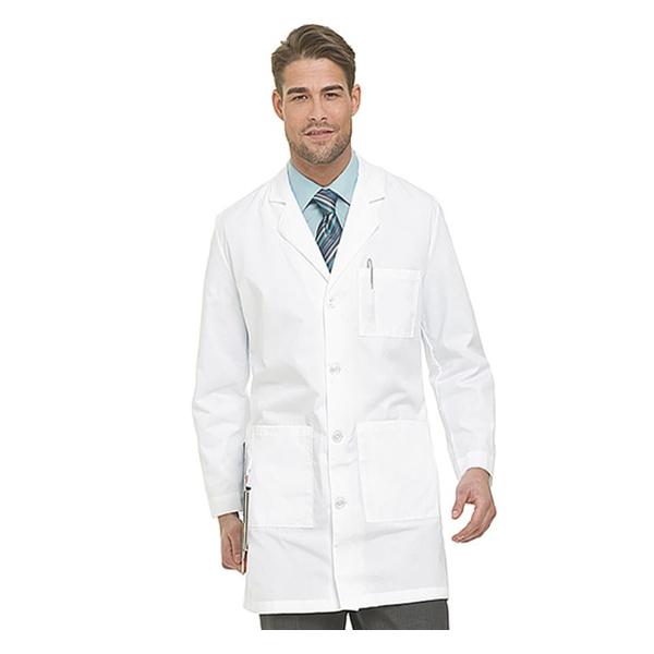 Landau Uniforms Lab Coat Tall 65% Polyester / 35% Cotton Mens White Size 38 Ea - 3124-WWSC-38L