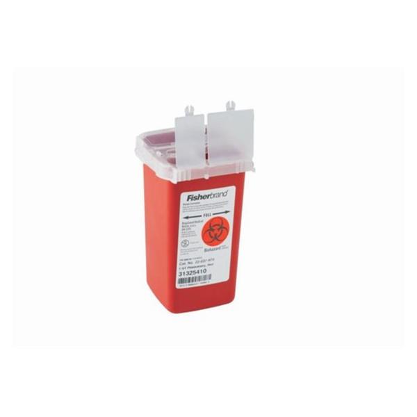 Fisher Scientific Co. Container Sharps Fisherbrand/Sharps-A-Gator 1Qt 1-Piece Pp Red/Clear Each - 22037970