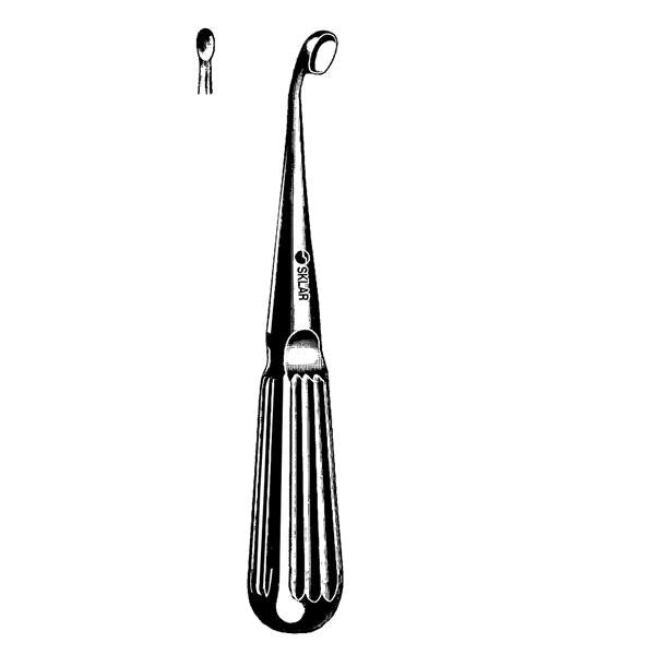 Sklar Instruments Curette Bone Bruns 9" #000 Oval Tip Angled Stainless Steel Reusable Ea - 40-7222