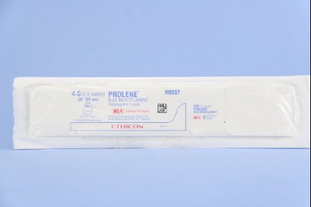 Prolene - Suture with Needle Nonabsorbable Uncoated Blue Suture Monofilament Polypropylene Suture Size 4 - 0 36 Inch Suture Double-Armed 17 mm Length 1/2 Circle Taper Point Needle - M8557