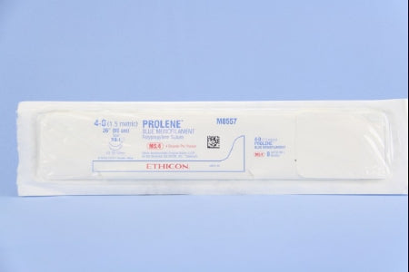 J & J Healthcare Systems Prolene Suture with Needle Nonabsorbable Uncoated Blue Suture Monofilament Polypropylene Suture Size 4-0 36 Inch Suture Double-Armed 17 mm Length 1/2 Circle Taper Point Needle - 8557H