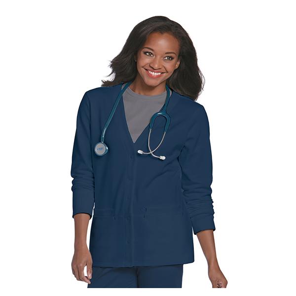 Landau Uniforms Jacket Scrub 60% Cotton / 40% Polyester Womens Navy X-Small 2 Pockets Ea - 3505-NAVY-XS