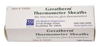 R.G. Medical Diagnostics Geratherm Oral Thermometer Probe Cover For Mercury Free Thermometer 100 Disposable Covers per Box - 10030