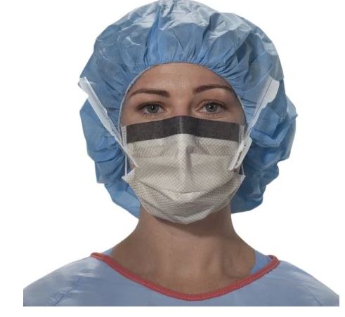 O&M Halyard Inc FluidShield Procedure Mask with Eye Shield Pleated Earloops One Size Fits Most Blue - 62116