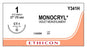 J & J Healthcare Systems Monocryl Suture with Needle Absorbable Uncoated Violet Suture Monofilament Poliglecaprone Size 1 27 Inch Suture 1-Needle 36 mm Length 1/2 Circle Taper Point Needle - Y341H