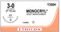 J & J Healthcare Systems Monocryl Suture with Needle Absorbable Uncoated Violet Suture Monofilament Poliglecaprone Size 3-0 27 Inch Suture 1-Needle 40 mm Length 1/2 Circle Taper Point Needle - Y350H