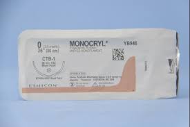 J & J Healthcare Systems Monocryl Suture with Needle Absorbable Uncoated Undyed Suture Monofilament Poliglecaprone Size 0 36 Inch Suture 1-Needle 36.4 mm Length 1/2 Circle Blunt Point Needle - YB946