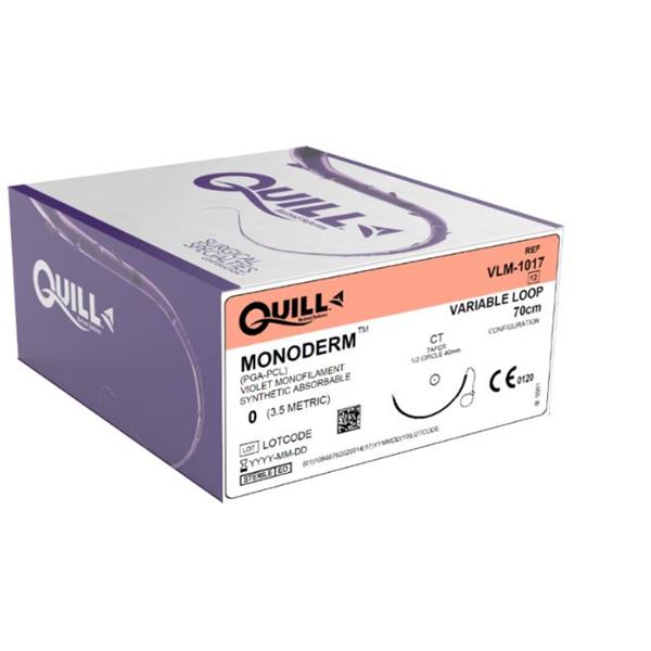Look/Div Surgical Specialties Suture 0 Polyglecaprone Quill Monoderm Violet 27" Monofilament Absorbable 12/Bx - VLM1017